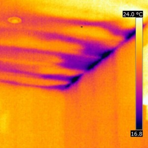 Air is blowing in under the eves of this roof.